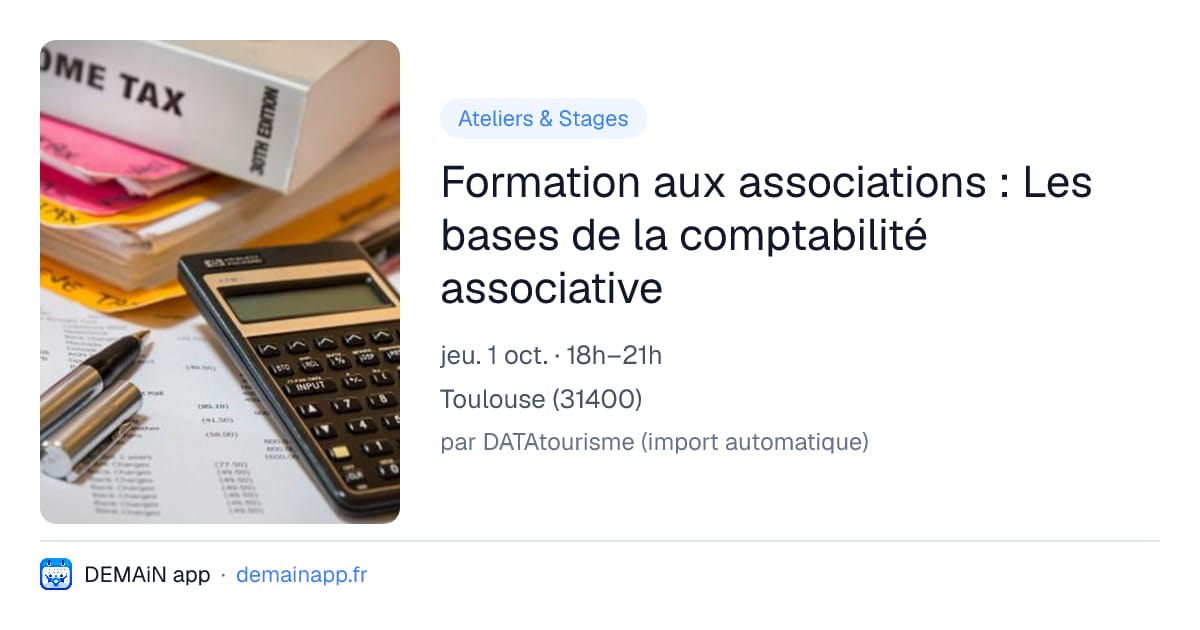 Formation aux associations : Les bases de la comptabilité associative — Toulouse