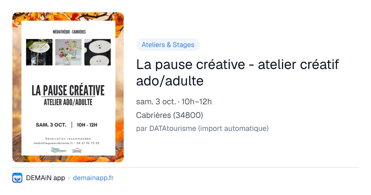 La pause créative - atelier créatif ado/adulte — Cabrières