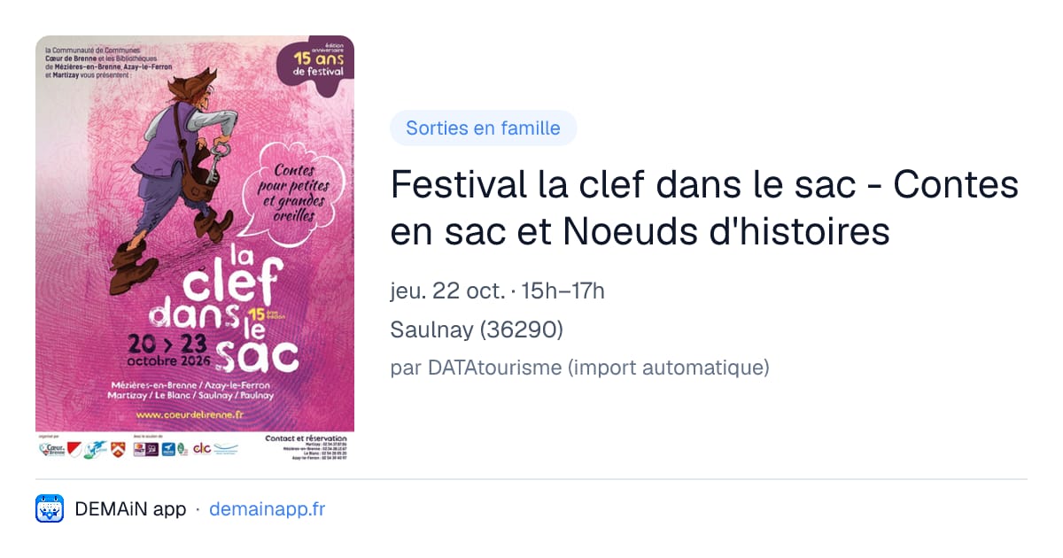 Festival la clef dans le sac - Contes en sac et Noeuds d'histoires — Saulnay