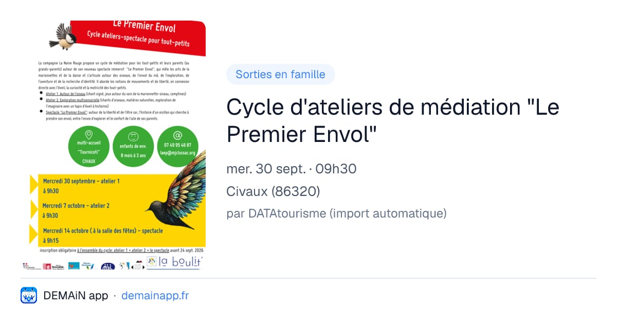 Cycle d'ateliers de médiation "Le Premier Envol" — Civaux