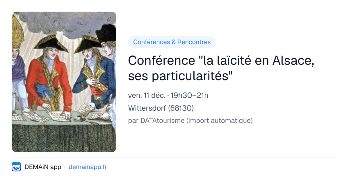 Conférence "la laïcité en Alsace, ses particularités" — Wittersdorf