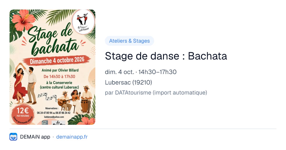 Stage de danse : Bachata — Lubersac
