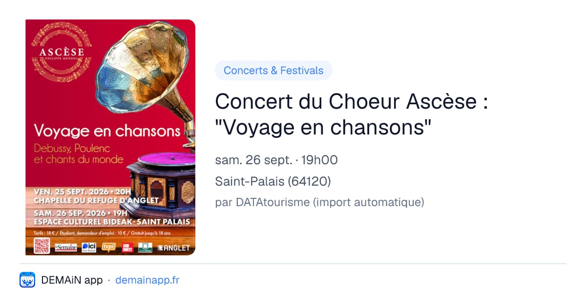 Concert du Choeur Ascèse : "Voyage en chansons" — Saint-Palais