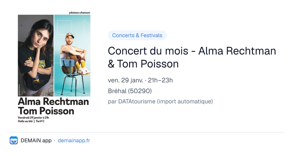 Concert du mois - Alma Rechtman & Tom Poisson — Bréhal