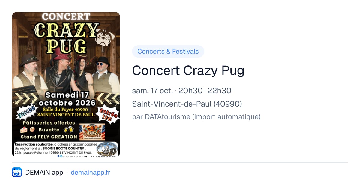 Concert Crazy Pug — Saint-Vincent-de-Paul