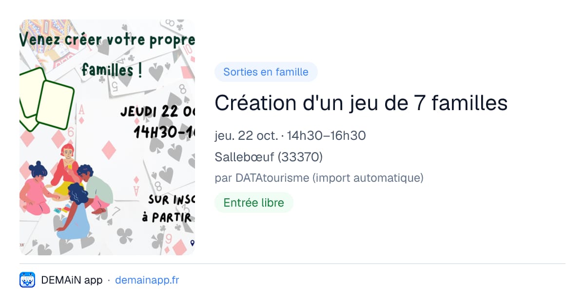 Création d'un jeu de 7 familles — Sallebœuf
