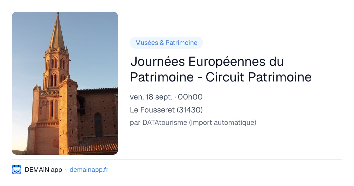 Journées Européennes du Patrimoine - Circuit Patrimoine — Le Fousseret
