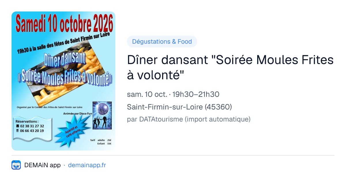 Dîner dansant "Soirée Moules Frites à volonté" — Saint-Firmin-sur-Loire