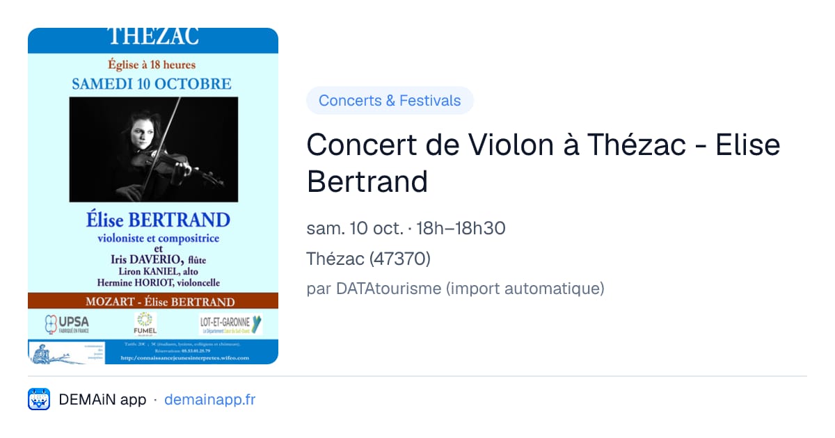 Concert de Violon à Thézac - Elise Bertrand — Thézac