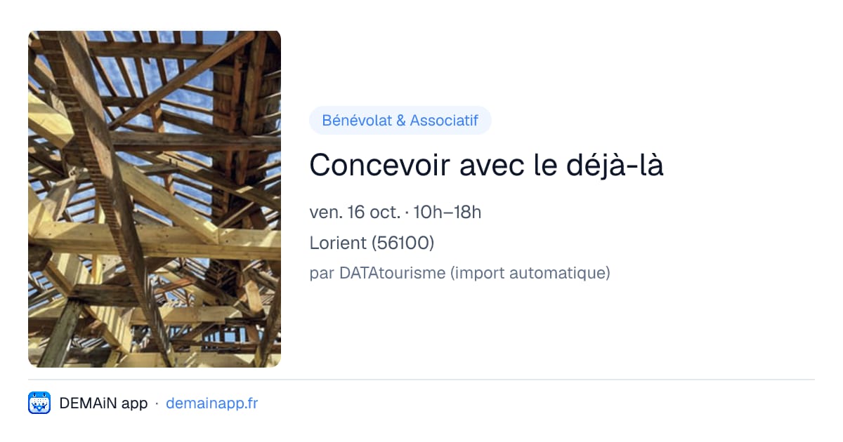 Concevoir avec le déjà-là — Lorient