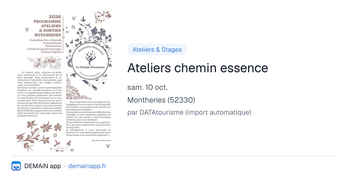 Ateliers chemin essence — Montheries