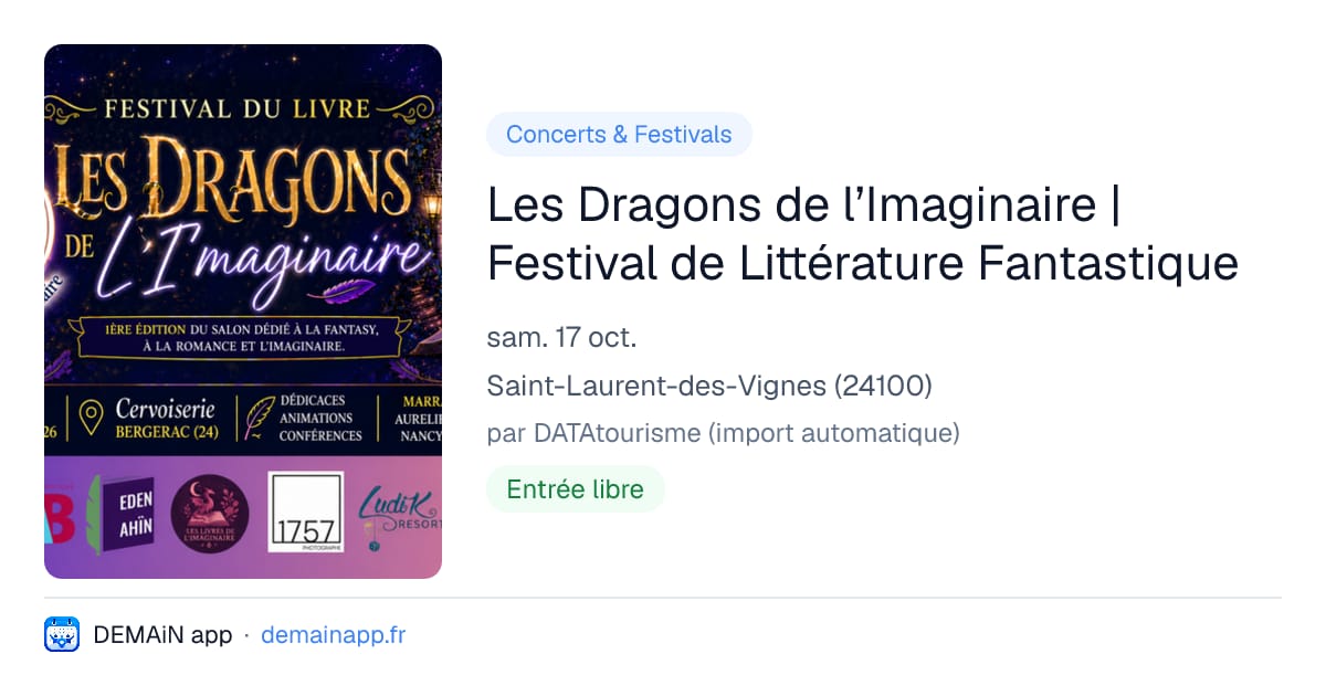 Les Dragons de l’Imaginaire | Festival de Littérature Fantastique — Saint-Laurent-des-Vignes