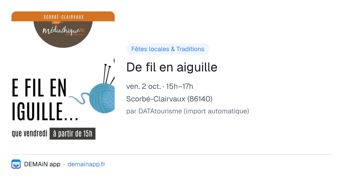 De fil en aiguille — Scorbé-Clairvaux