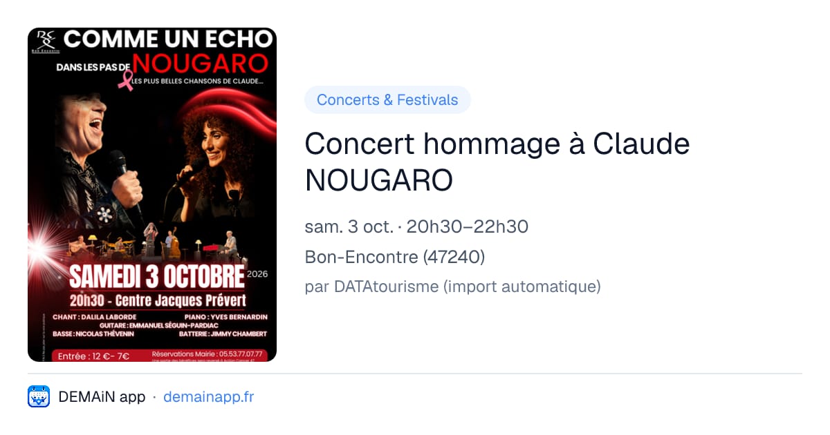 Concert hommage à Claude NOUGARO — Bon-Encontre