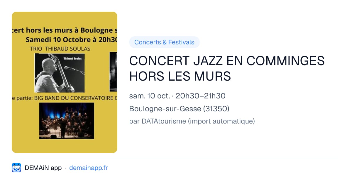 CONCERT JAZZ EN COMMINGES HORS LES MURS — Boulogne-sur-Gesse