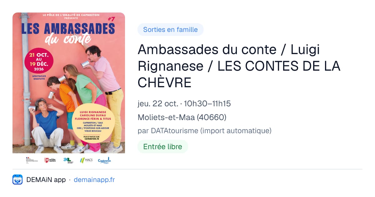 Ambassades du conte / Luigi Rignanese / LES CONTES DE LA CHÈVRE — Moliets-et-Maa