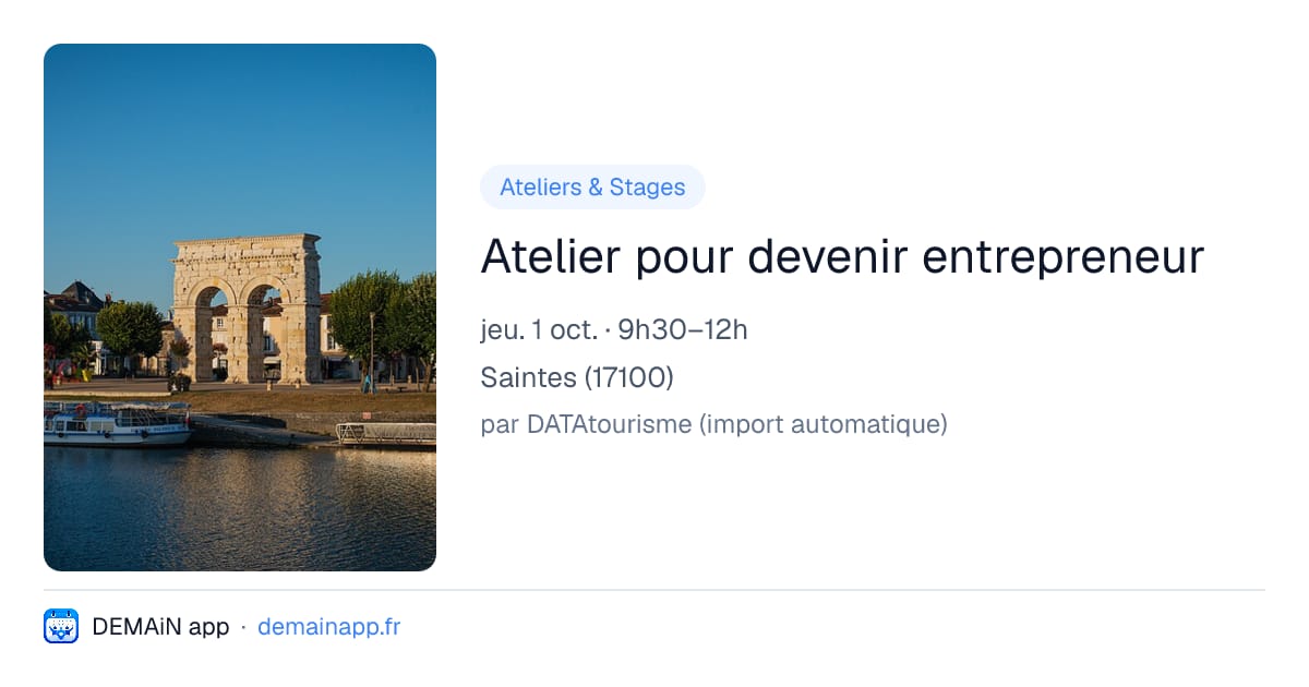 Atelier pour devenir entrepreneur — Saintes