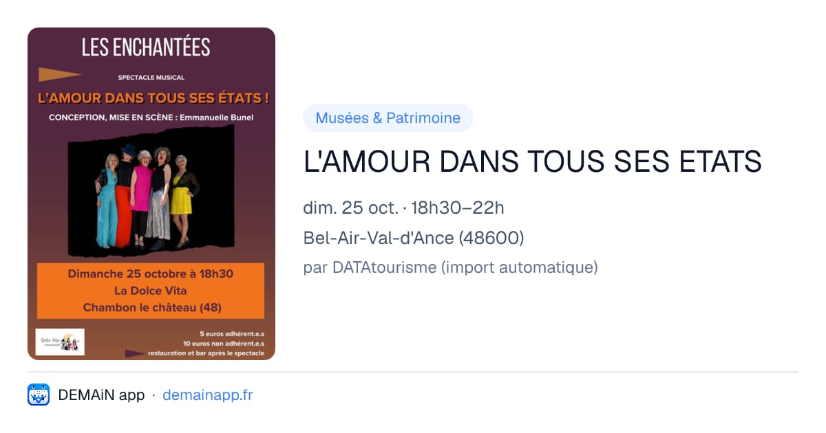 L'AMOUR DANS TOUS SES ETATS — Bel-Air-Val-d'Ance