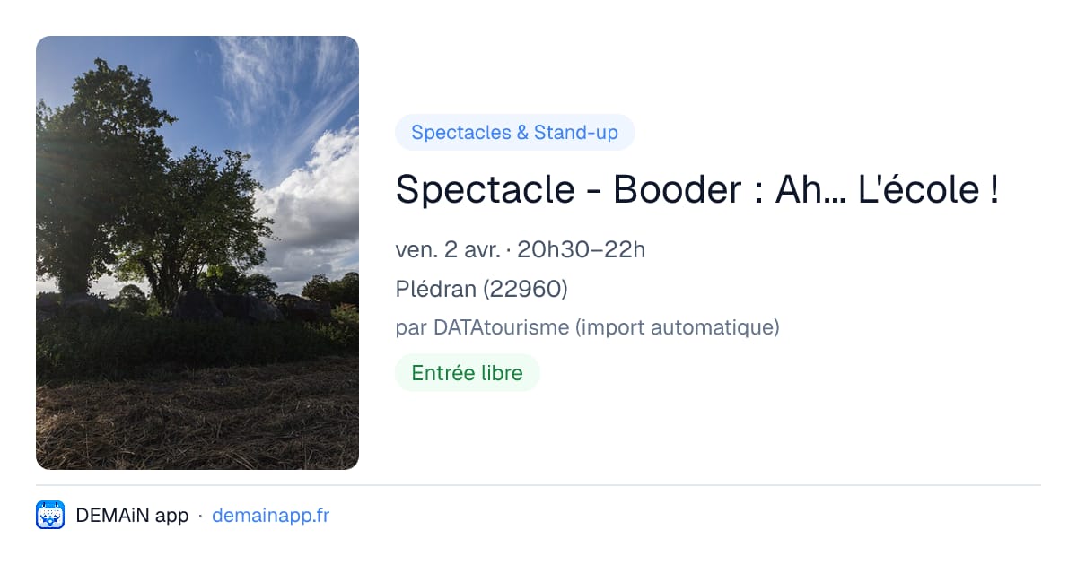 Spectacle - Booder : Ah... L'école ! — Plédran