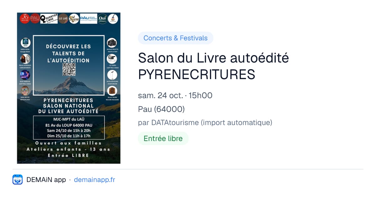 Salon du Livre autoédité PYRENECRITURES — Pau