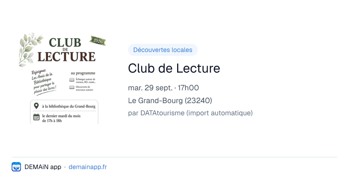 Club de Lecture — Le Grand-Bourg