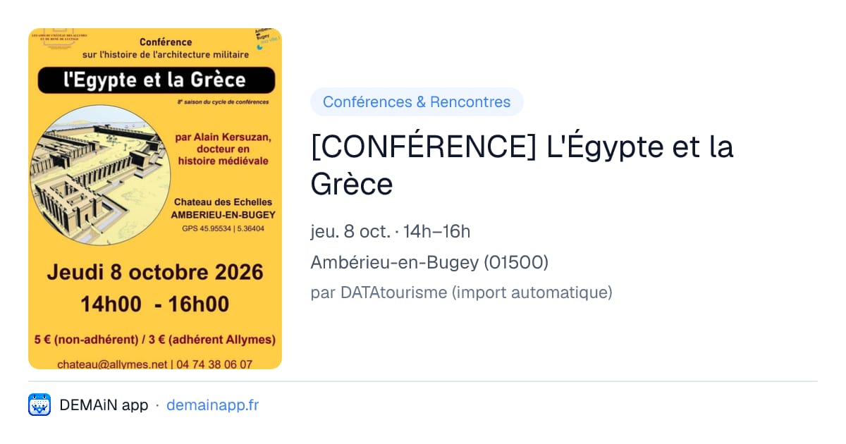 [CONFÉRENCE] L'Égypte et la Grèce — Ambérieu-en-Bugey