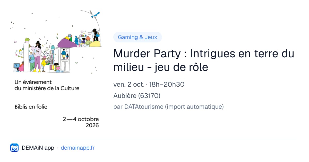 Murder Party : Intrigues en terre du milieu - jeu de rôle — Aubière