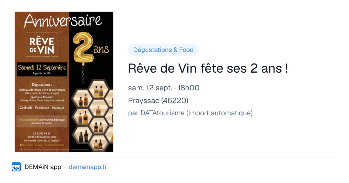 Rêve de Vin fête ses 2 ans ! — Prayssac