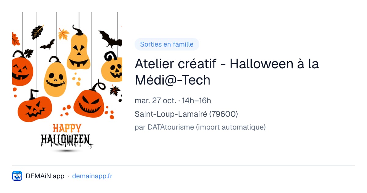 Atelier créatif - Halloween à la Médi@-Tech — Saint-Loup-Lamairé