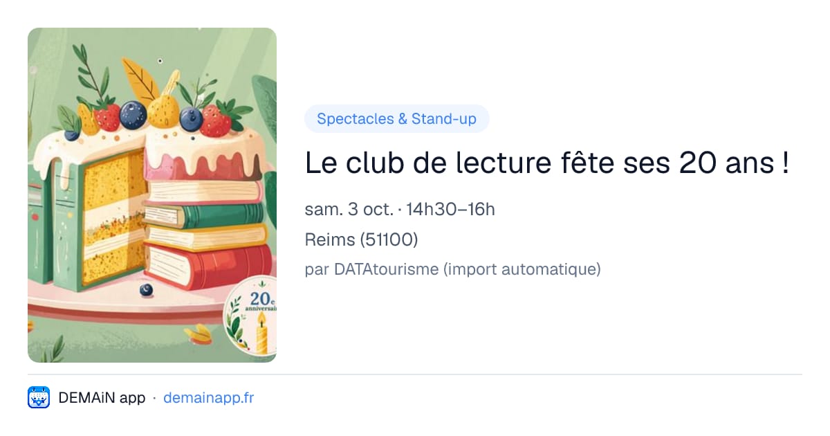 Le club de lecture fête ses 20 ans ! — Reims