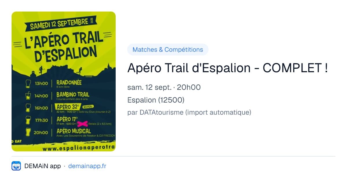 Apéro Trail d'Espalion - COMPLET ! — Espalion