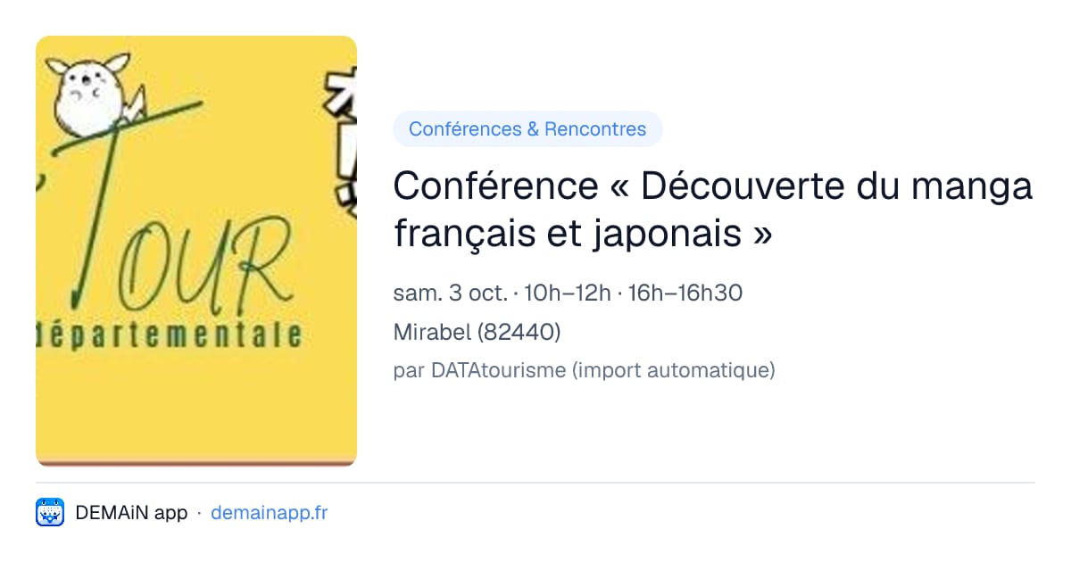 Conférence « Découverte du manga français et japonais » — Mirabel