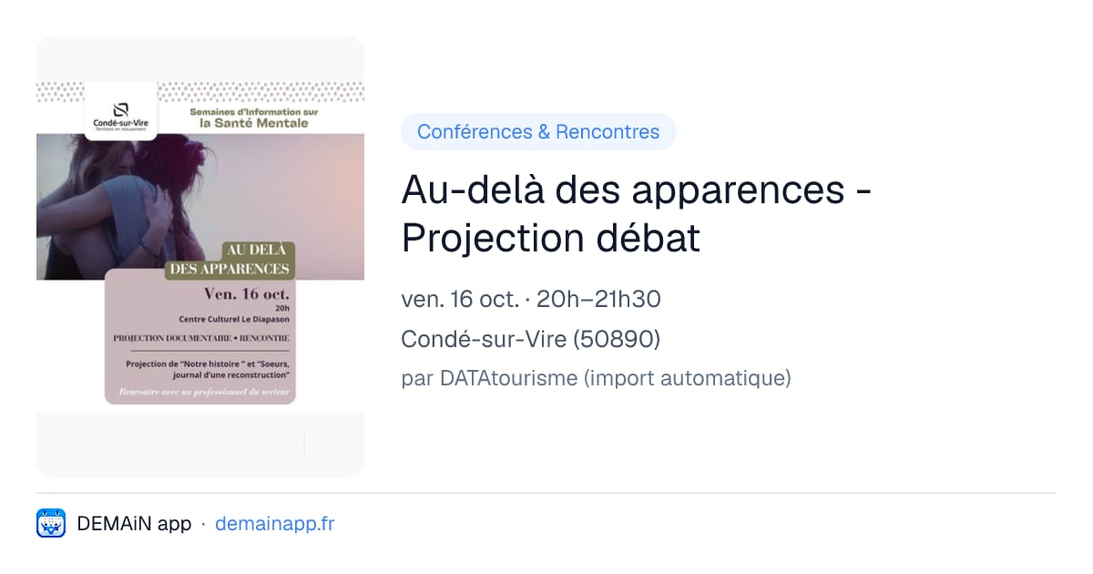 Au-delà des apparences - Projection débat — Condé-sur-Vire