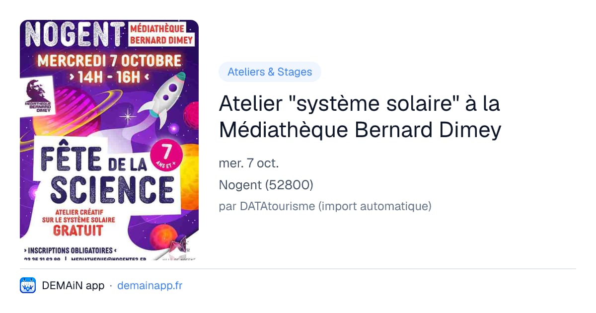 Atelier "système solaire" à la Médiathèque Bernard Dimey — Nogent