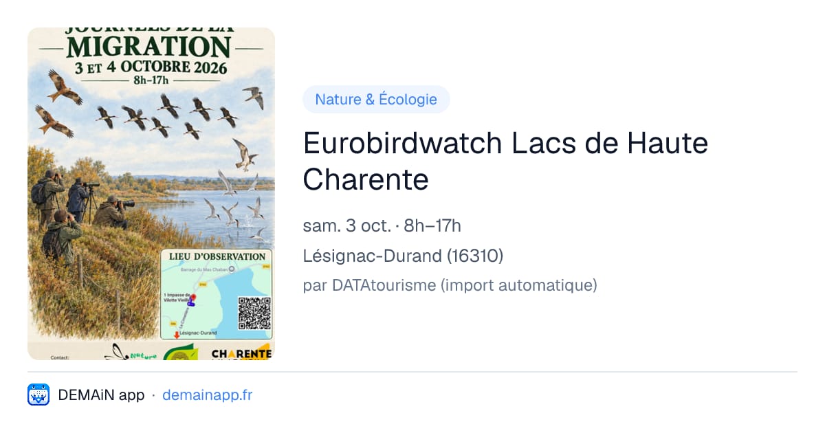Eurobirdwatch Lacs de Haute Charente — Lésignac-Durand