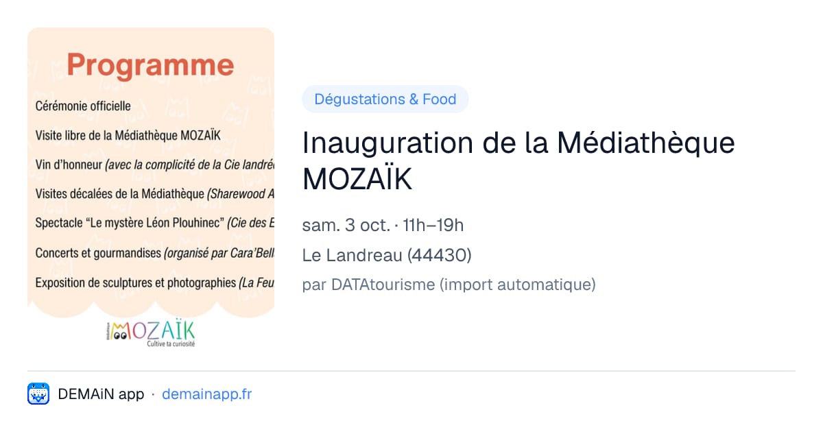 Inauguration de la Médiathèque MOZAÏK — Le Landreau