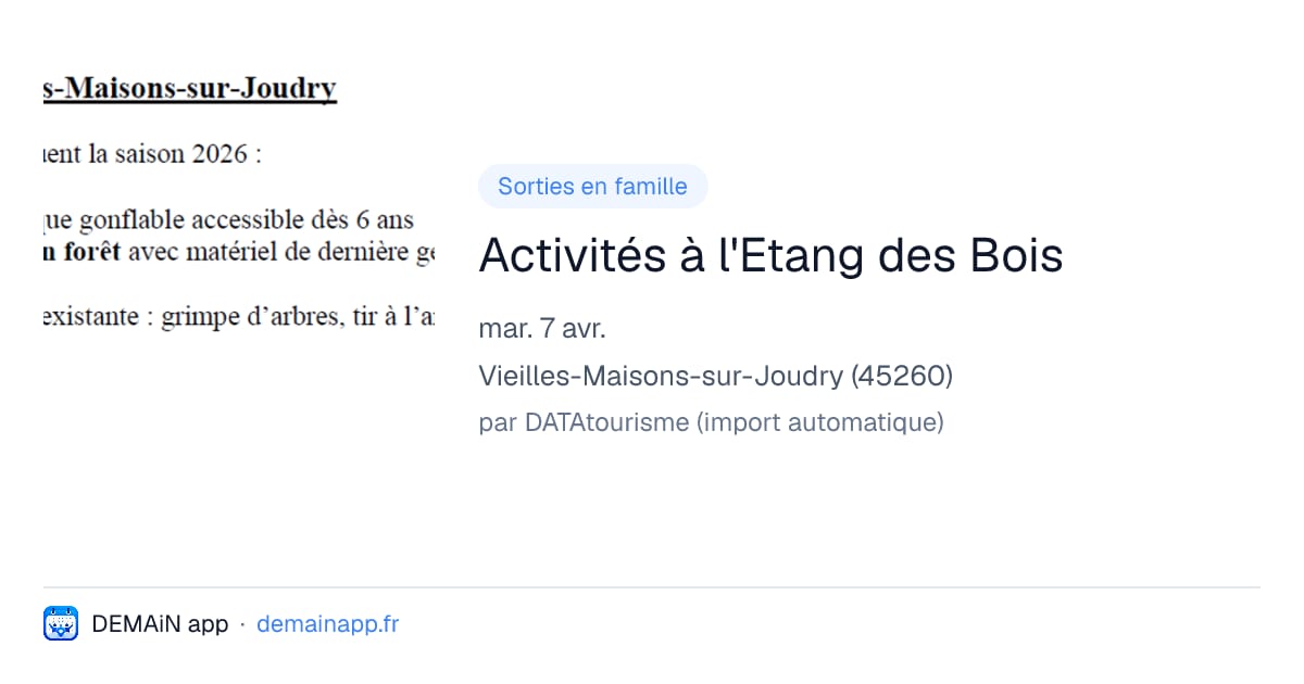 Activités à l'Etang des Bois — Vieilles-Maisons-sur-Joudry