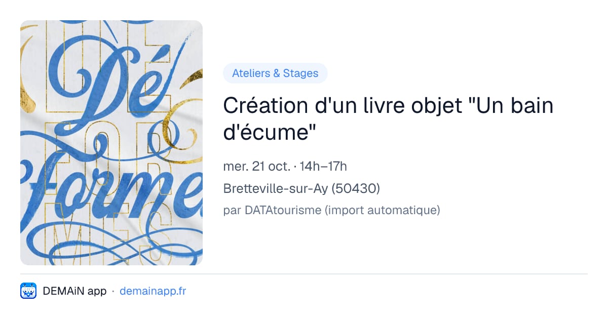 Création d'un livre objet "Un bain d'écume" — Bretteville-sur-Ay