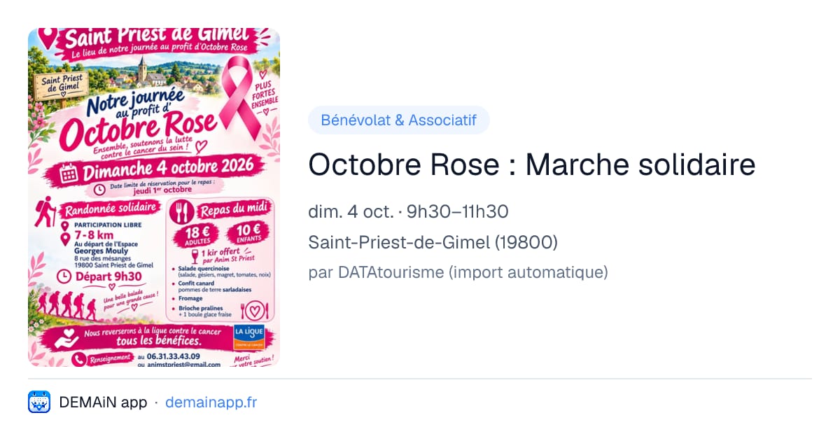 Octobre Rose : Marche solidaire — Saint-Priest-de-Gimel