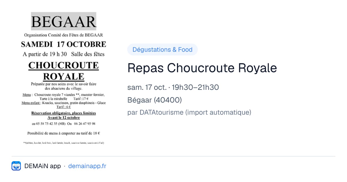 Repas Choucroute Royale — Bégaar