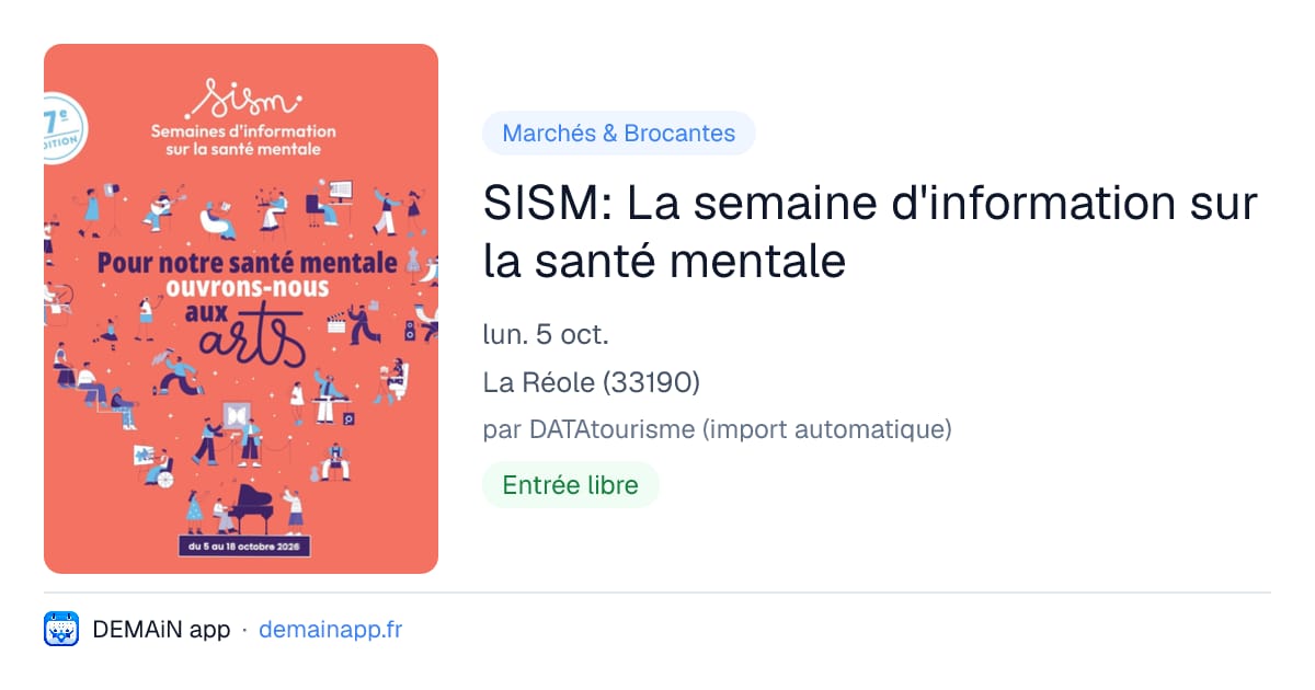SISM: La semaine d'information sur la santé mentale — La Réole