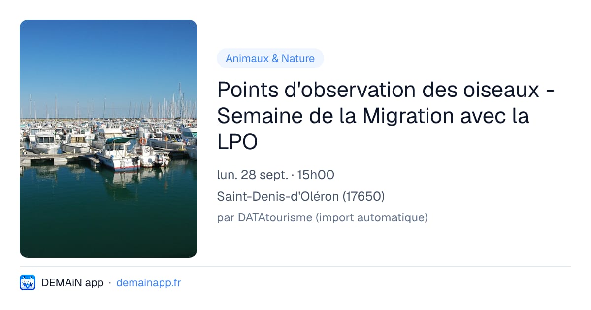 Points d'observation des oiseaux - Semaine de la Migration avec la LPO — Saint-Denis-d'Oléron