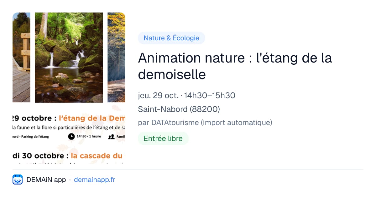 Animation nature : l'étang de la demoiselle — Saint-Nabord