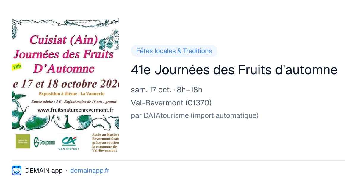 41e Journées des Fruits d'automne — Val-Revermont