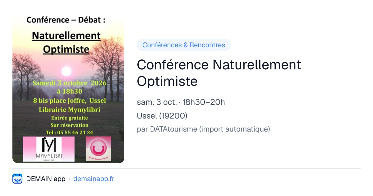 Conférence Naturellement Optimiste — Ussel