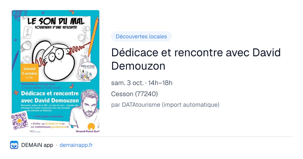 Dédicace et rencontre avec David Demouzon — Cesson