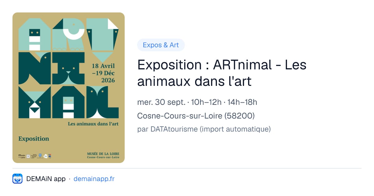 Exposition : ARTnimal - Les animaux dans l'art — Cosne-Cours-sur-Loire