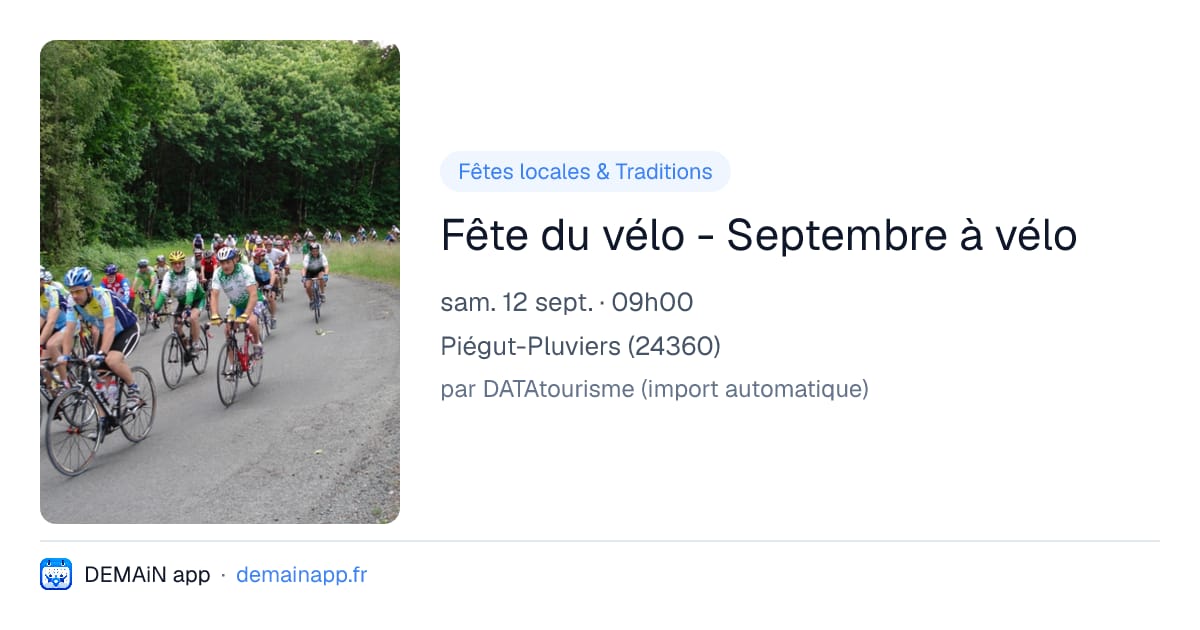 Fête du vélo - Septembre à vélo — Piégut-Pluviers