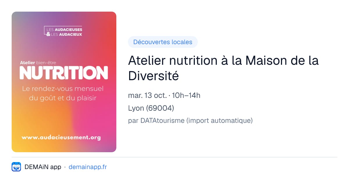 Atelier nutrition à la Maison de la Diversité — Lyon