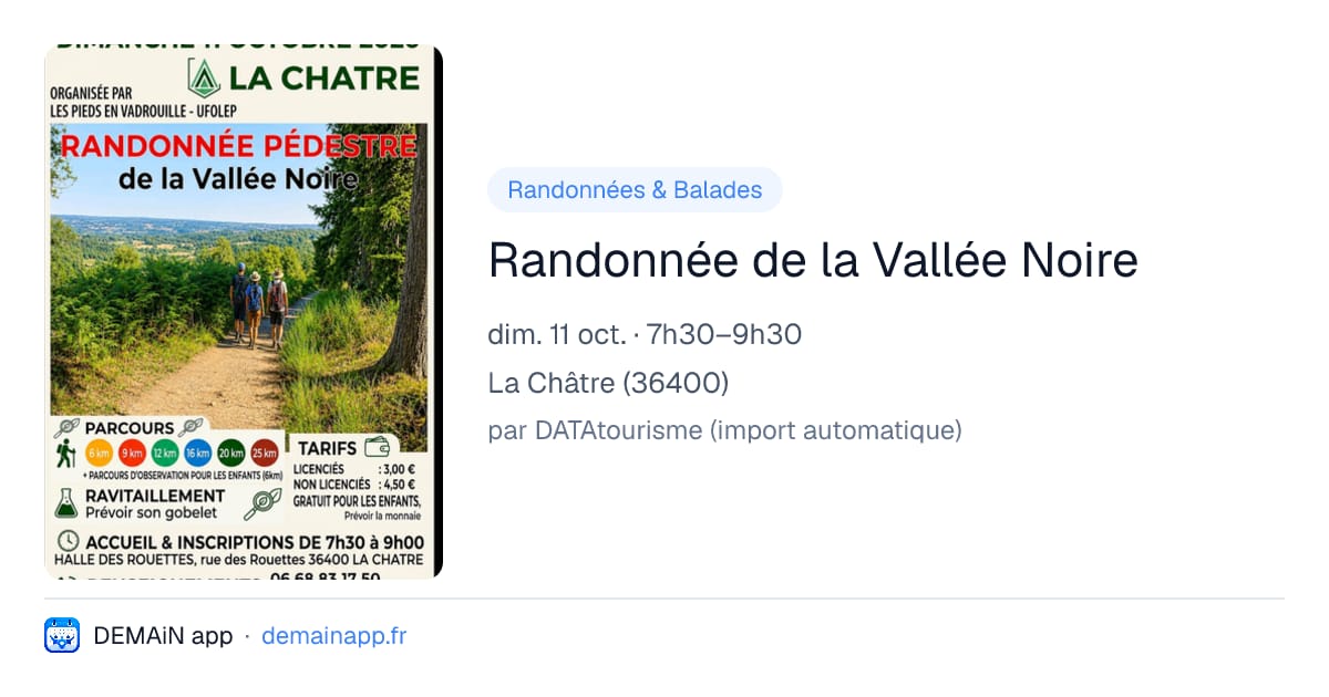 Randonnée de la Vallée Noire — La Châtre